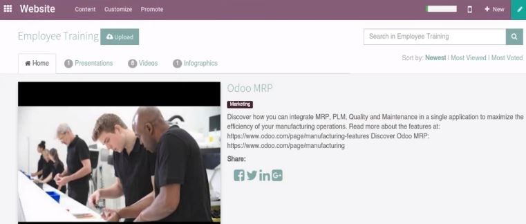 Odoo text and image block